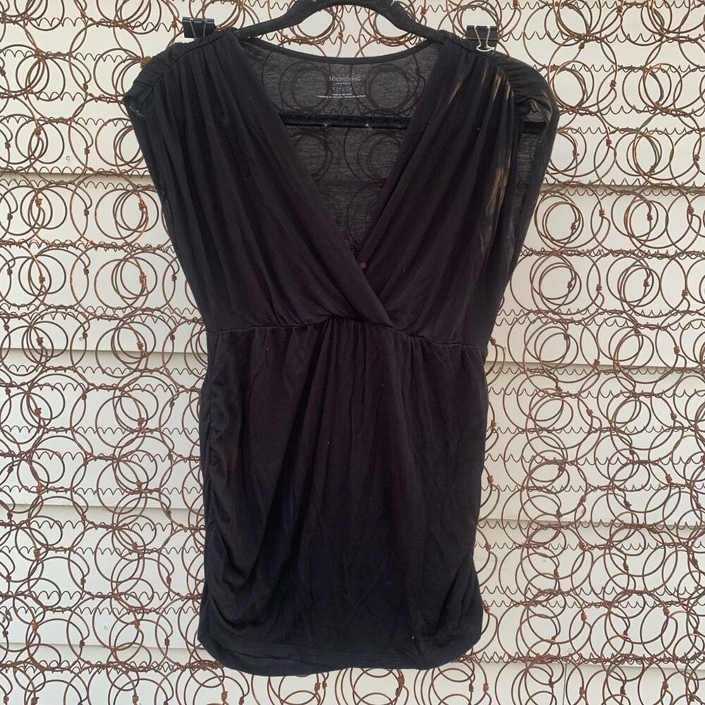 Motherhood wrap front sleeveless blouse blouse black SMALL maternity
